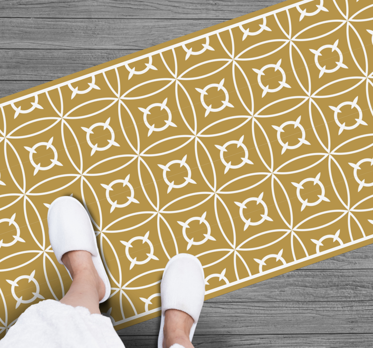 Golden Kitchen Rug Vintage tile carpet - TenStickers