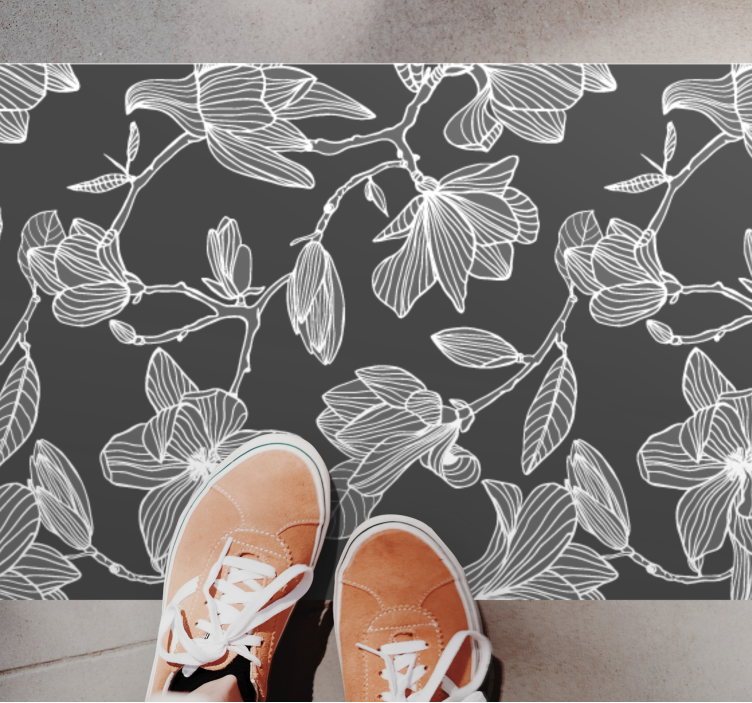 Graceful Botanical Elements flower vinyl rug - TenStickers