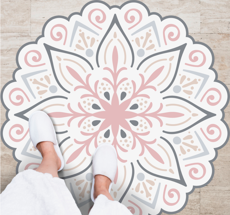 Graceful Floral Element mandala vinyl rug - TenStickers