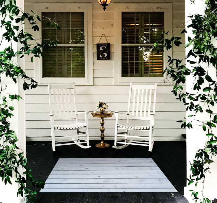 Gray and blue wooden pattern vinyl rug - TenStickers