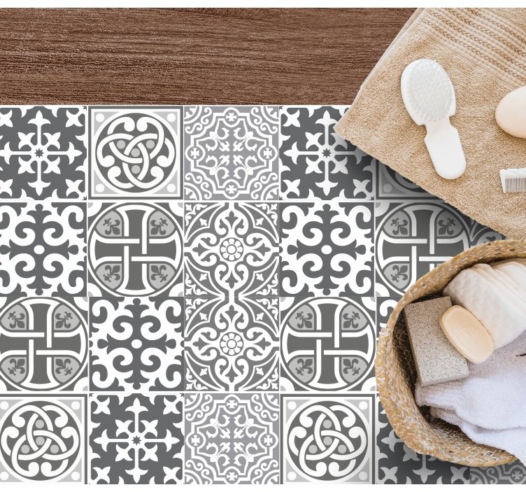 Gray Moroccan tile carpet - TenStickers