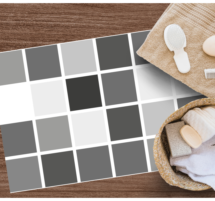 GRAY TONE GRID bathroom vinyl rug - TenStickers
