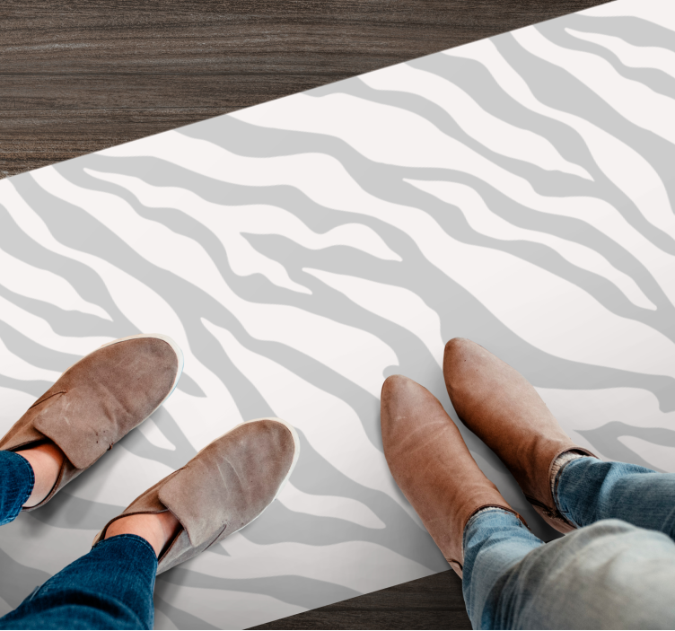 Gray Zebra Stripes animal print vinyl rug - TenStickers