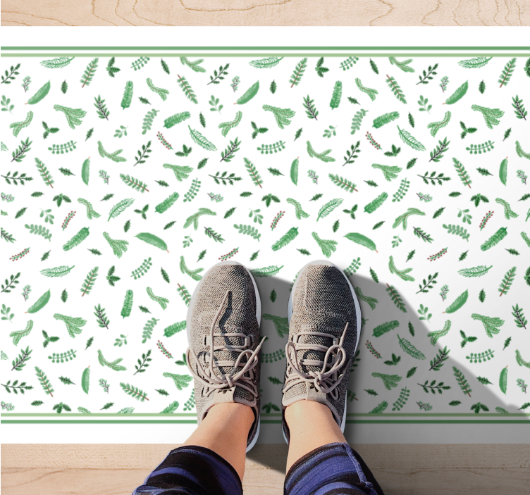 Green Botanical Footwear floral vinyl rug - TenStickers