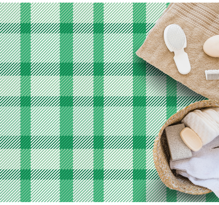 Green Checked Motif stripes vinyl rug - TenStickers