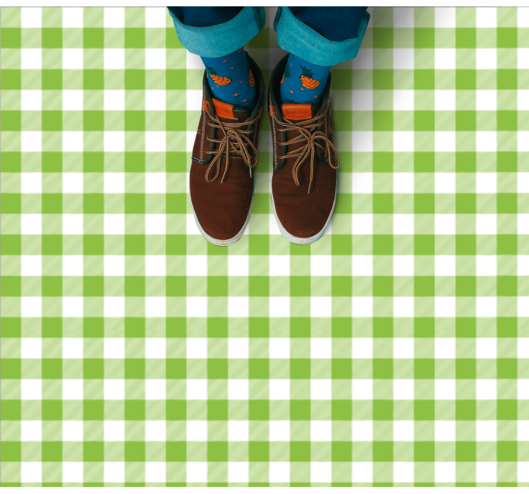 Green checked plaid design kitchen floor tiles - TenStickers