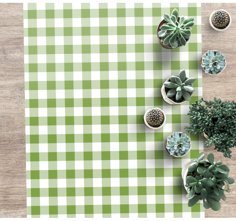 Green Checked Print stripes vinyl rug - TenStickers