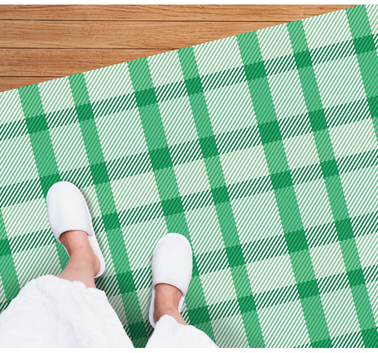 Green Checked Style stripes vinyl rug - TenStickers
