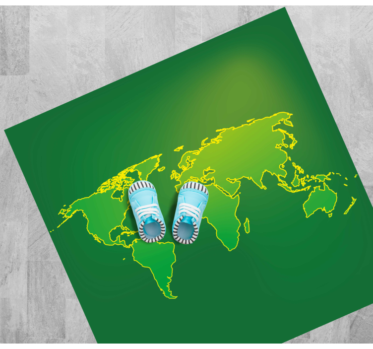 Green Planet Silhouette world map vinyl rug - TenStickers