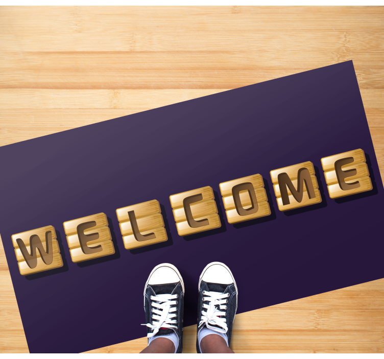 Wooden welcome tiles entrance hall vinyl rug - TenStickers