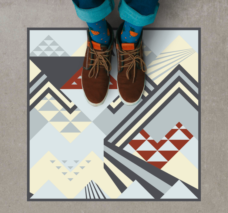 Grey modern shapes geometric vinyl rug - TenStickers