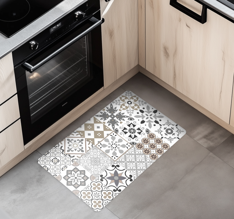 Grey mosaic kitchen vinyl rug - TenStickers