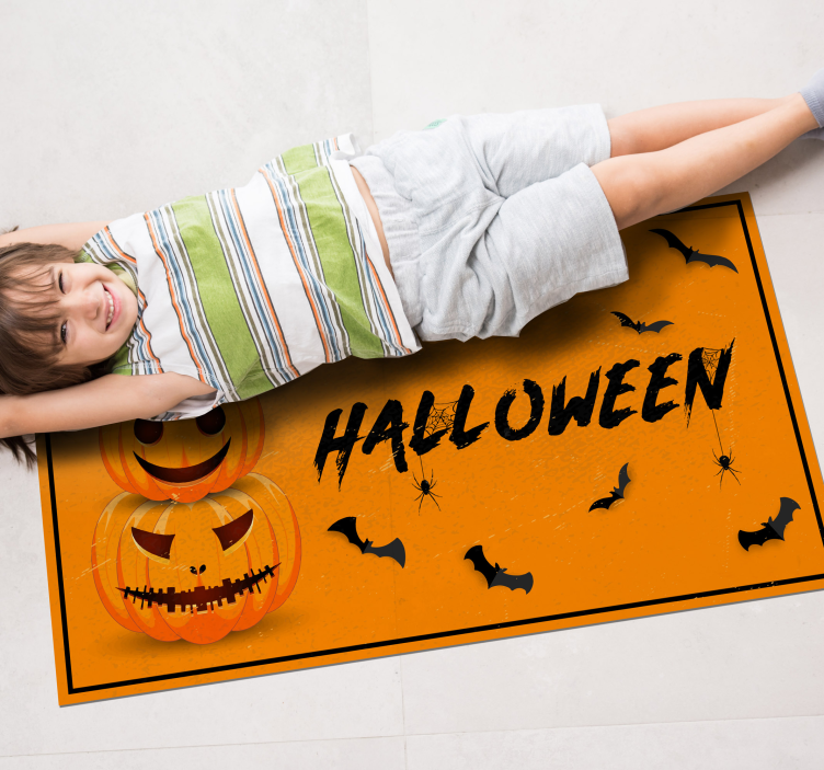 Halloween Pumpkin Bat halloween rugs - TenStickers