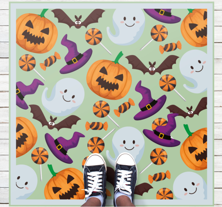 Halloween vinyl rug happy halloween vibes - TenStickers