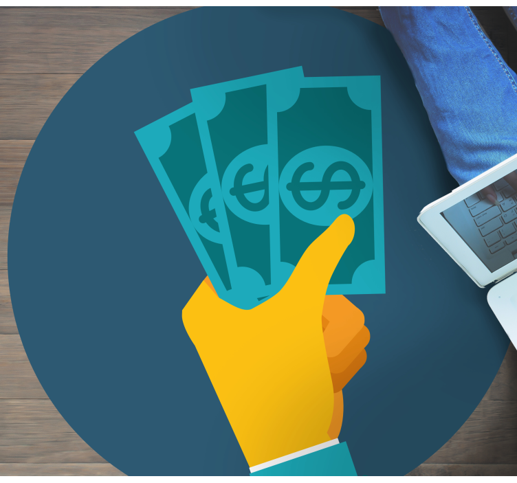 Hand Holding Cash vinyl rug - TenStickers