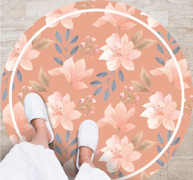 Hand painted watercolor floral bedroom rug - TenStickers