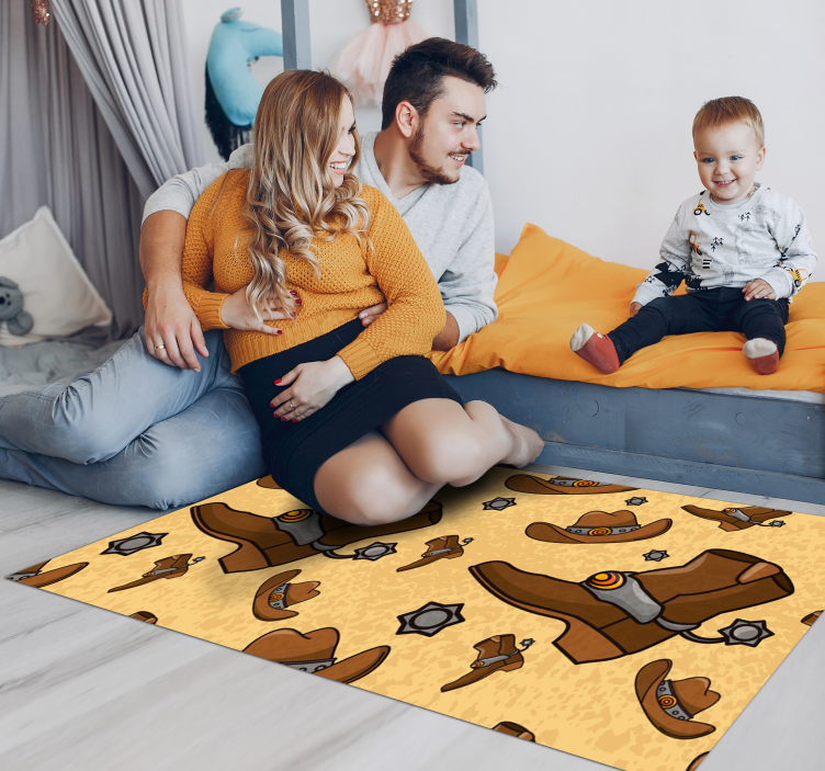 Hat and boots pattern kids vinyl rug - TenStickers