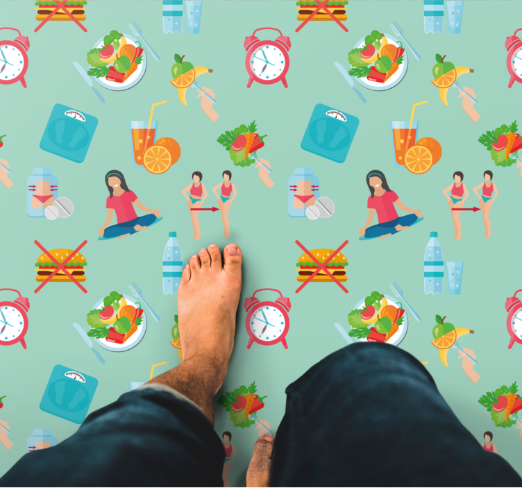 Healthy Lifestyle Icons vinyl rug - TenStickers
