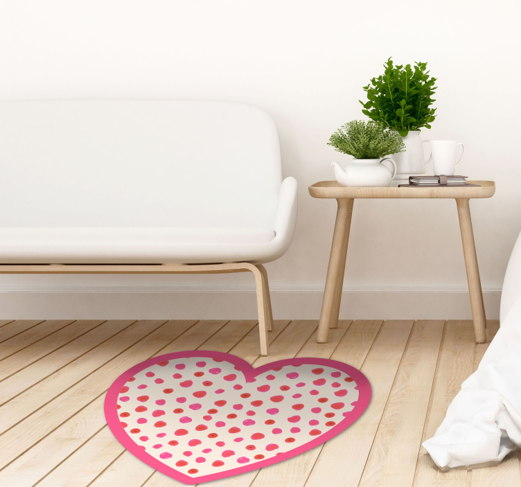 Heart Polka Dots vinyl rug - TenStickers