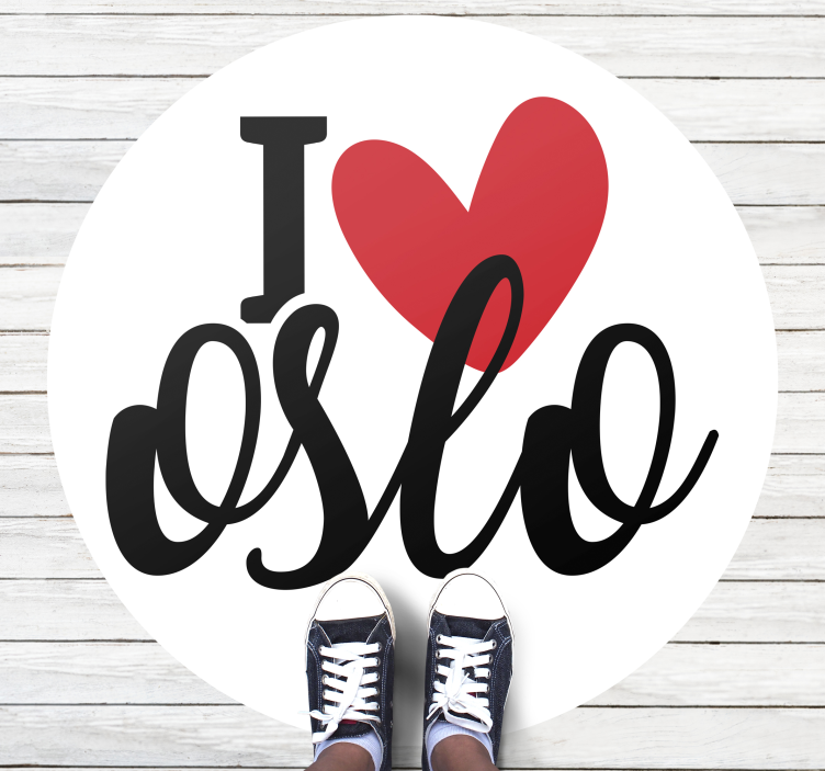 Heartfelt Oslo Love custom vinyl rug - TenStickers