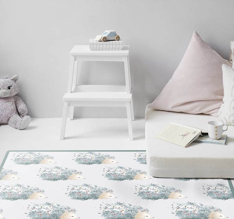 Hedgehog Floral Patterns nursery vinyl rug - TenStickers