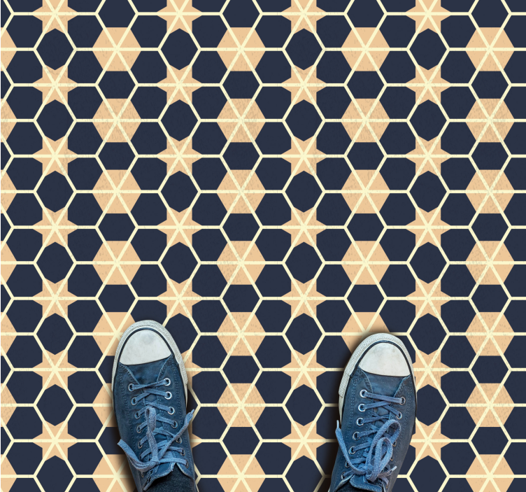Hexagon star pattern geometric vinyl rug - TenStickers