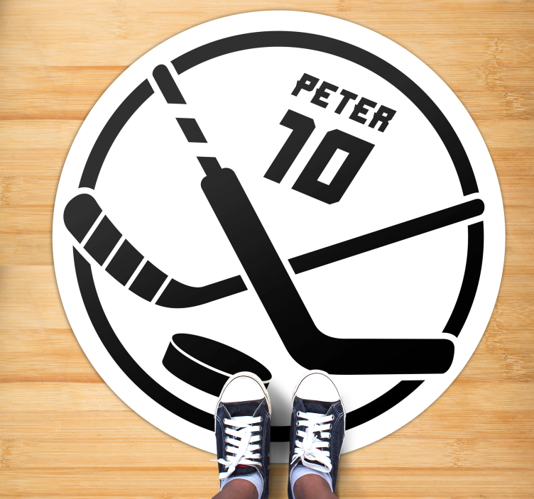 Hockey Emblem Personalized custom vinyl rug - TenStickers
