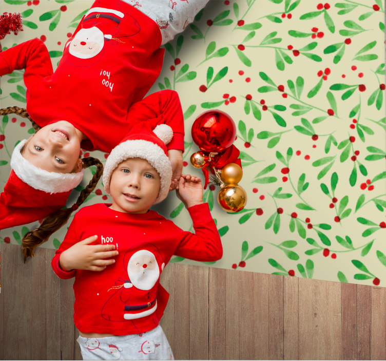 Holiday Berry Pattern christmas vinyl rug - TenStickers