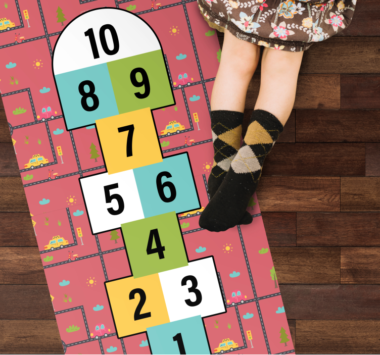 Hopscotch Playtime game vinyl rug - TenStickers