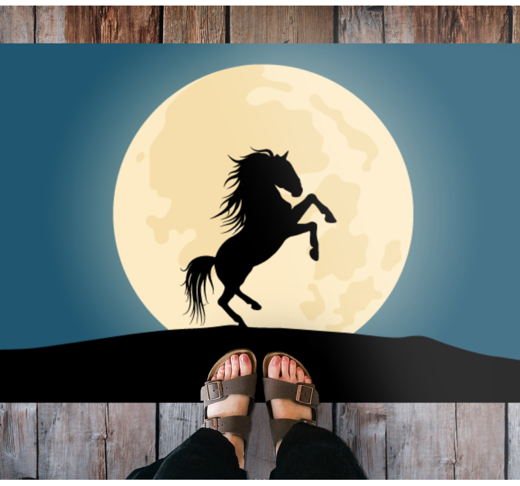Horse silhouette moon behind modern rug - TenStickers