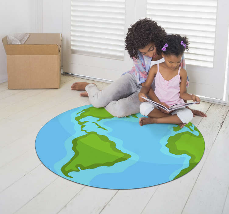 Illustrative world map vinyl rug - TenStickers