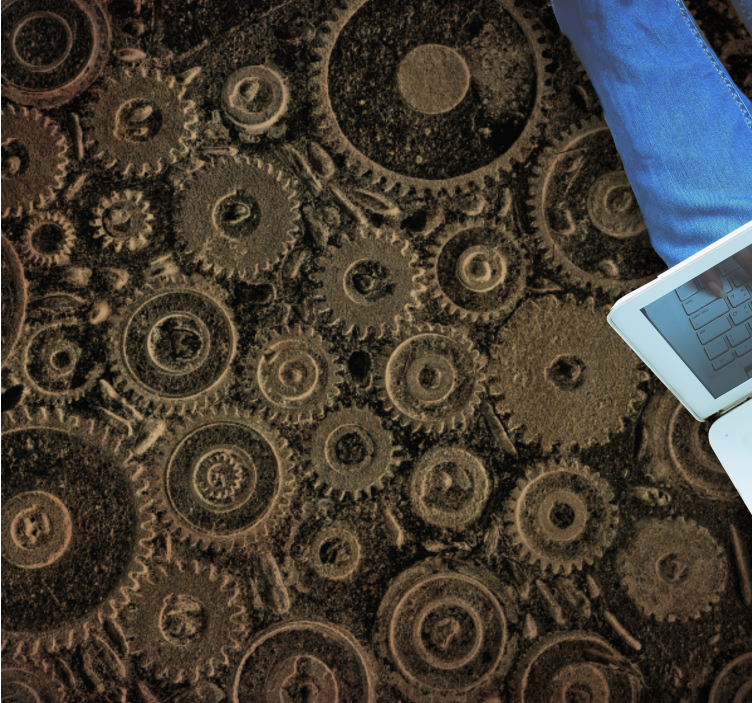 Industrial-style set of gears modern rug - TenStickers
