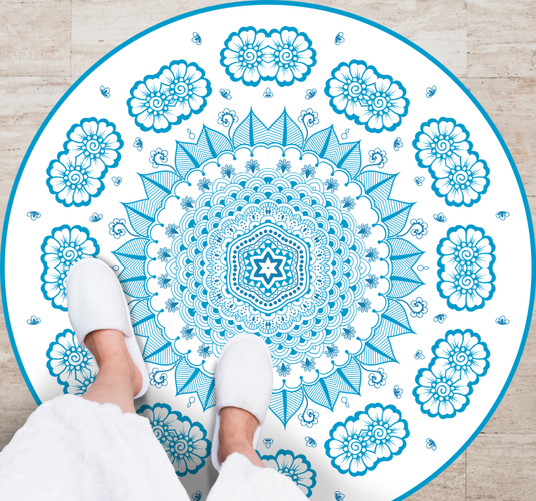 Intricate Floral Inspiration mandala vinyl rug - TenStickers
