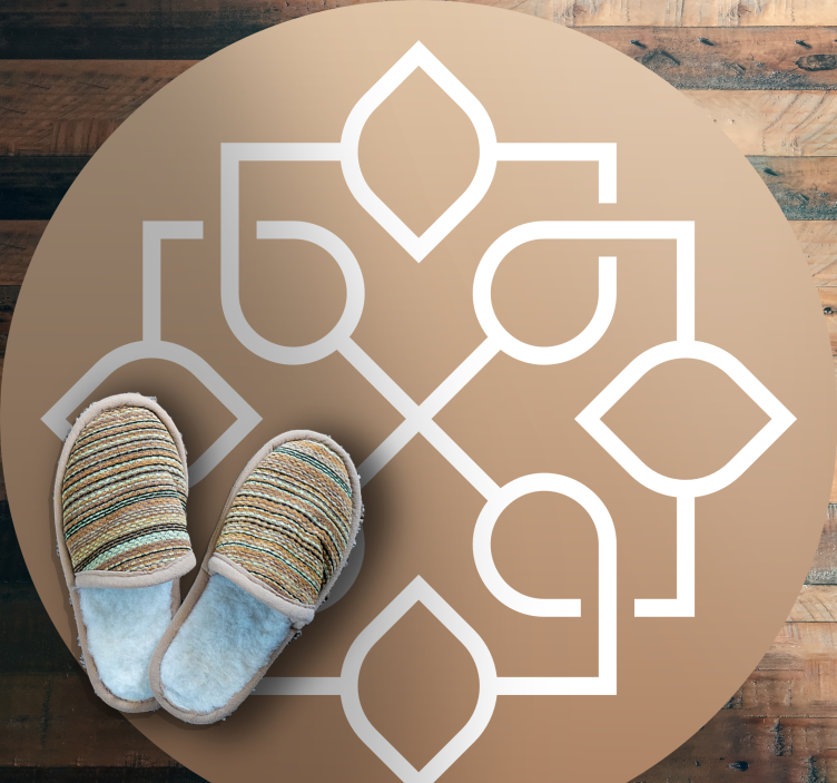 Brown and white motif mandala vinyl rug - TenStickers