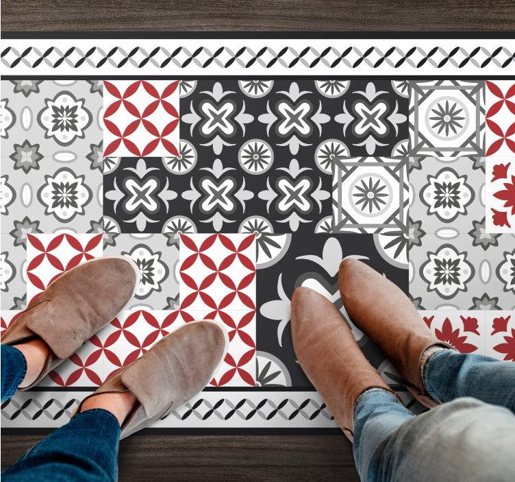Intricate Tile Pattern tile vinyl rug - TenStickers