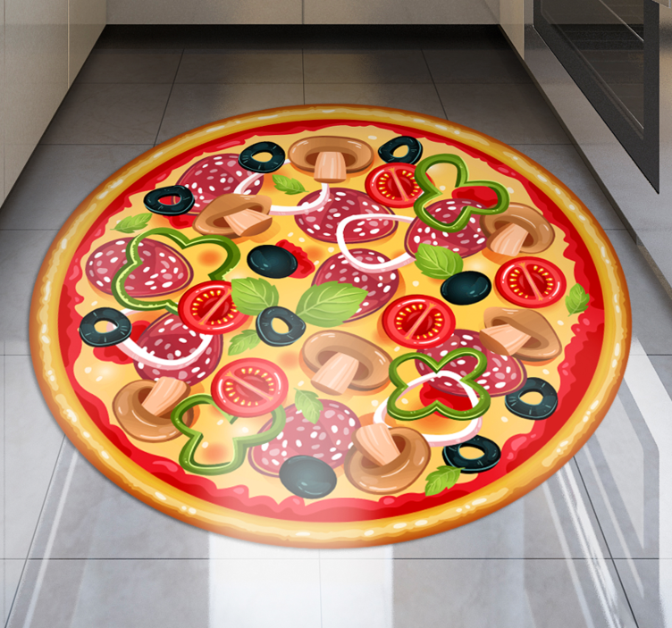 Italy Pizza circular vinyl rug - TenStickers