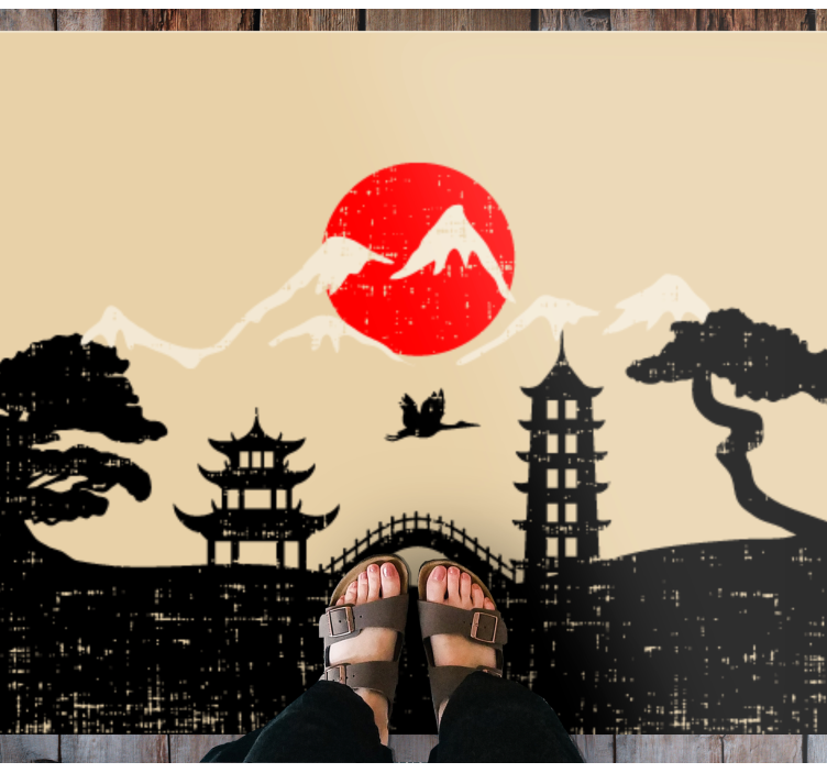 Japanese Garden silhouette modern rug - TenStickers