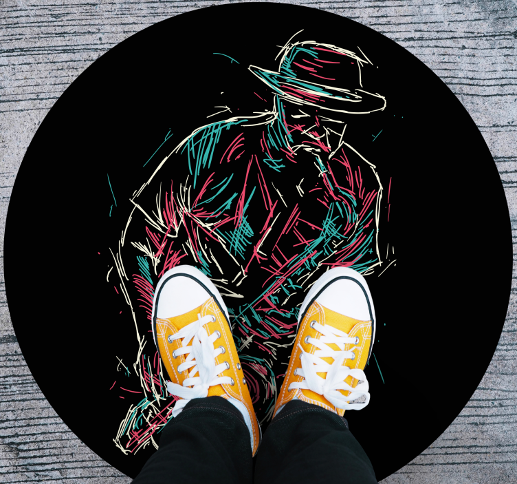 Jazz Musician Performance circular vinyl rug - TenStickers