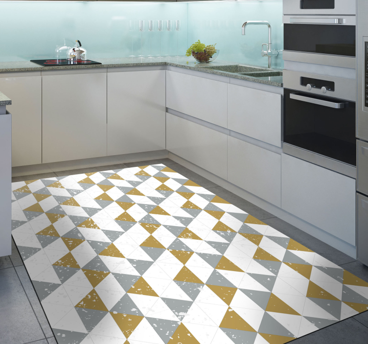 Kitchen geometrical grunge kitchen floor tiles - TenStickers