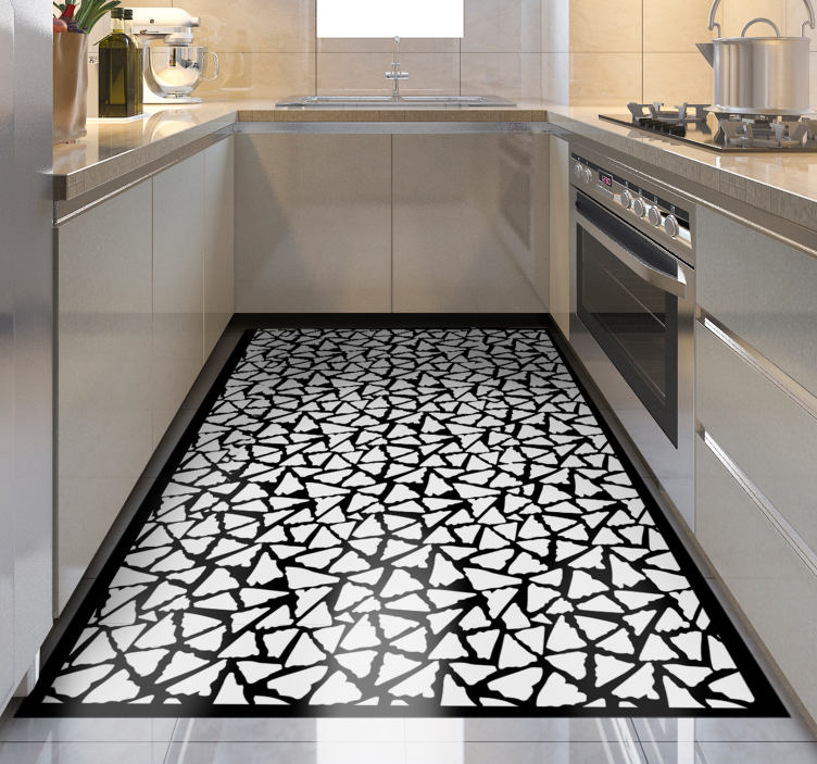 Kitchen nordic black and white triangles rugs - TenStickers