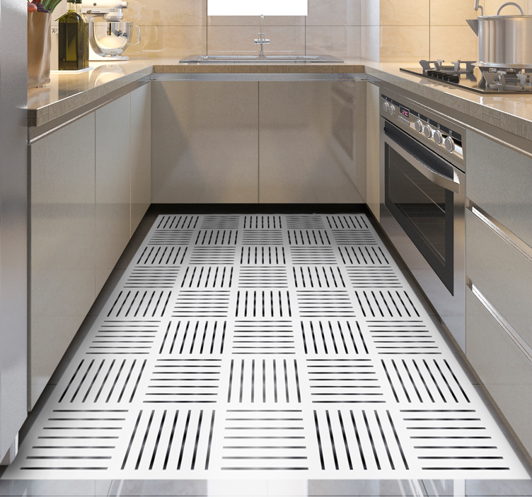 Nordic lines pattern kitchen vinyl rug - TenStickers
