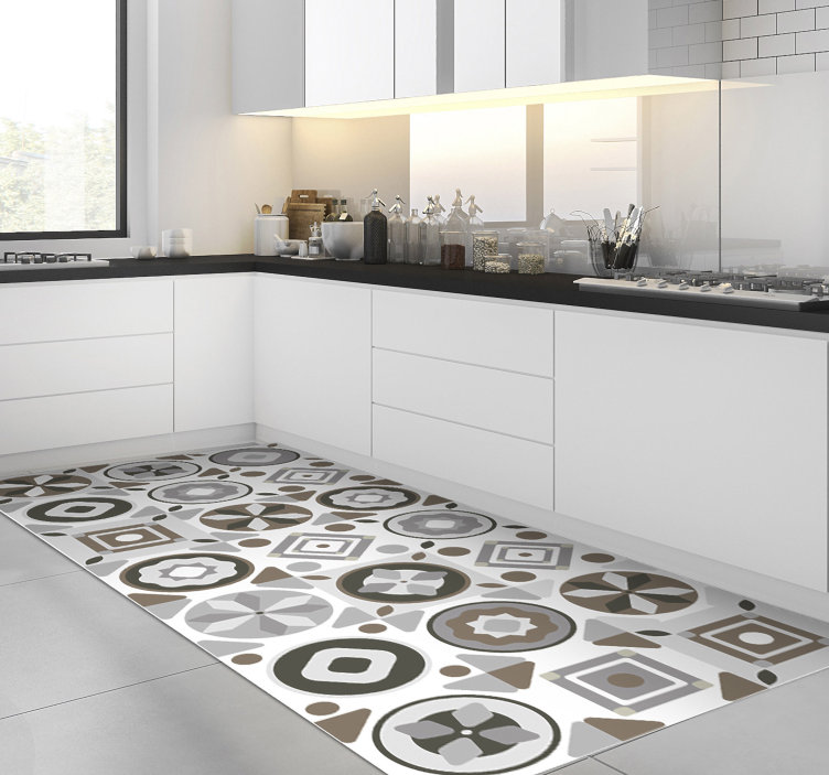 Amazing tile pattern kitchen vinyl rug - TenStickers