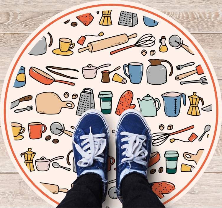 Kitchen vinyl rug kitchen utensil set - TenStickers