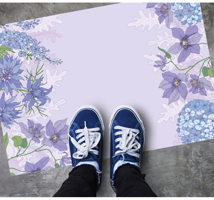 Lavender floral accents flower vinyl rug - TenStickers