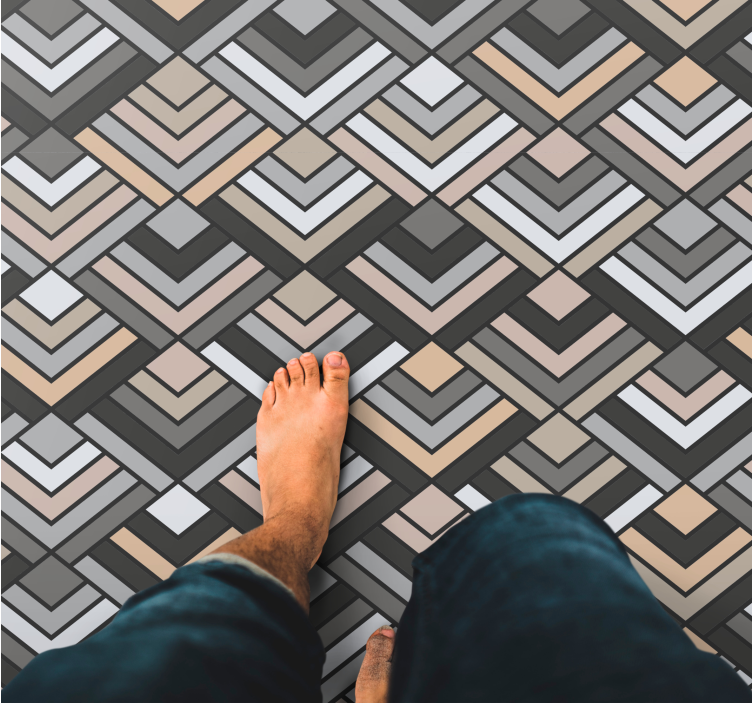 Layered Chevron Shapes geometric vinyl rug - TenStickers