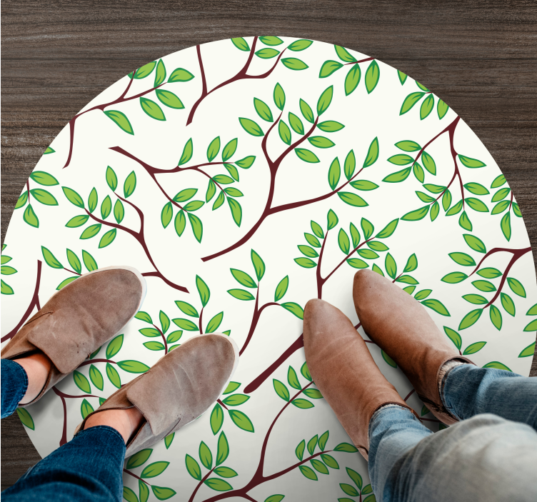 Leafy Branches Pattern nature vinyl rug - TenStickers