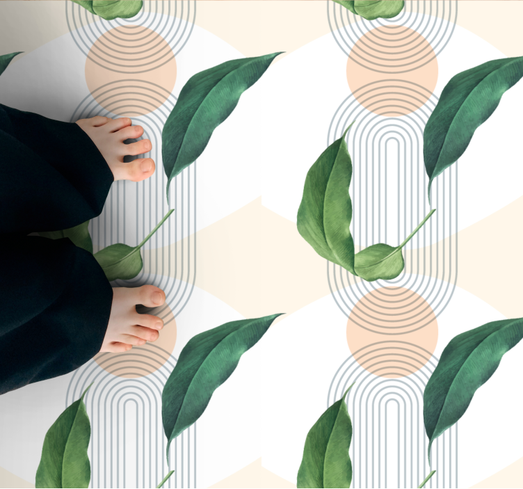 Leafy Geometric Patterns nature vinyl rug - TenStickers