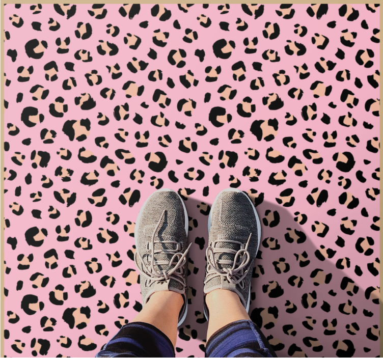 Chic pink leopard pattern animal print vinyl rug - TenStickers