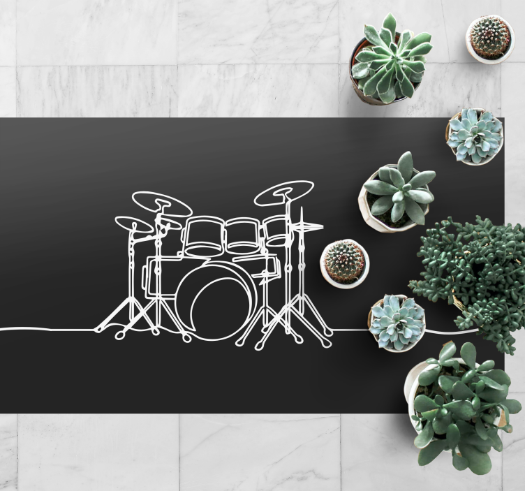 Line art drum elegant design modern rug - TenStickers