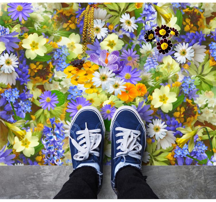Lively Blossom Concept flower vinyl rug - TenStickers